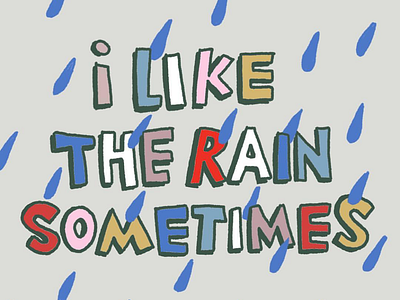 Rain block color illustration lettering rain words