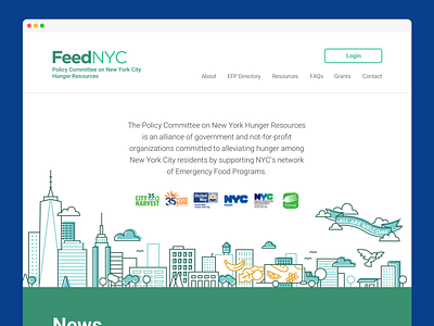 Feed NYC 2 art banner buildings bus car city design drawing food illustration line new york new york city nyc skyline truck vector