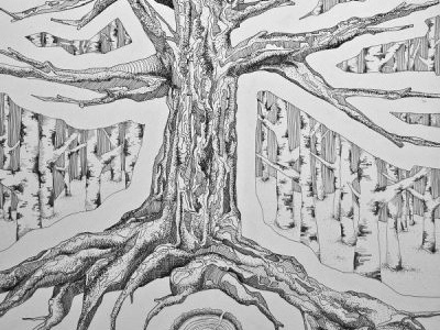 Tree Study art design drawing graphic illustration ink leah line linework micron pen schmidt tree work