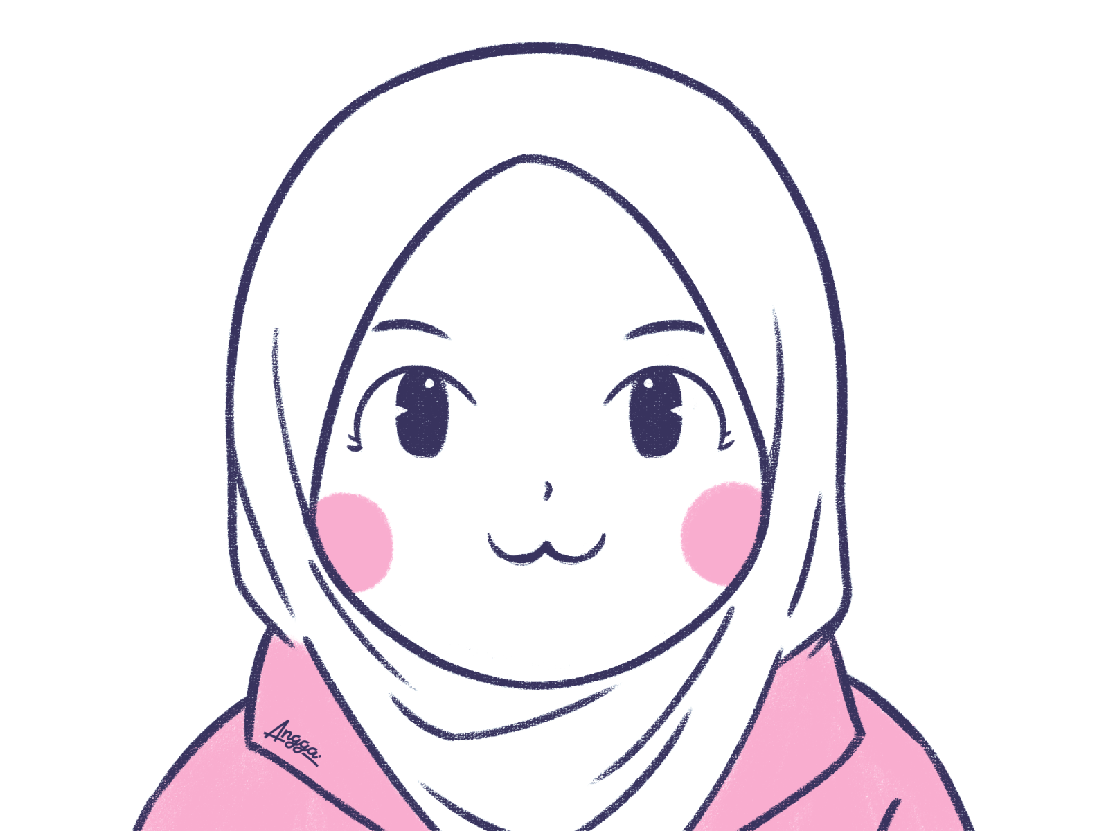 Hijab Anime Girl Drawing gambar ke 18