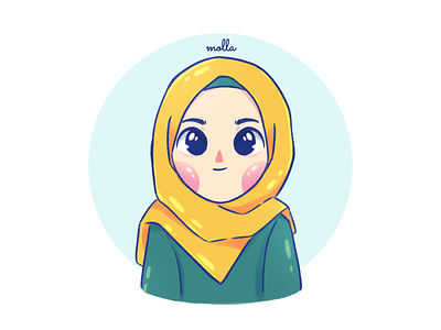 Super Duper Cute Hijab Girl Cartoon Portrait anime art cartoon character design chibi commission open design digital drawing drawings illustration kawaii portrait
