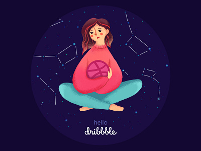 Hello Dribbble! constellations dreams dribbble girl space star