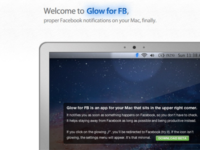 Glow for FB (Facebook notifications) blue facebook glow notifications shine