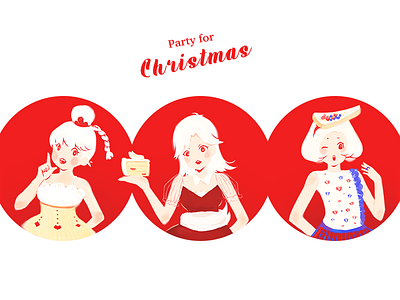 Cake Girls cake christmas girls illustration party pop