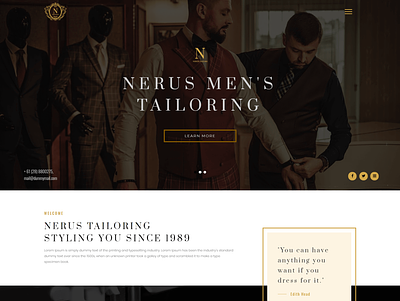 Nerus - A Men's Tailoring Contentder theme design suits tailoring themes ui ux web webdesign website