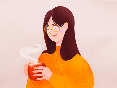 Hot tea cartoon character girl illustration procreate