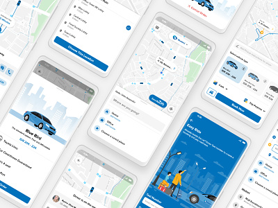 Blue Bird Redesign Concept I Taxi App adobexd android home screen illustration interaction design interface ui ux vector