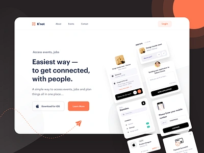 Landing page - K'not app branding cards channels components dashboard design designknot events illustration ios jobs landing page landing page design logo minimal mockup ui ux web