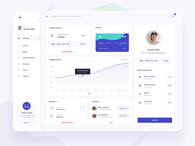 Hello Dribbble - payment dashboard activity app balance clean dashboard design hello dribbble invite invoice ios landing page minimal mockup paypal statistics transaction transferwise ui web welcome