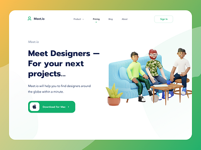 Landing page Concept with 3D Illustration 3d 3d art app design blender branding character design dashboard gradient header ios landing page landing page design logo minimal resposive ui ux website