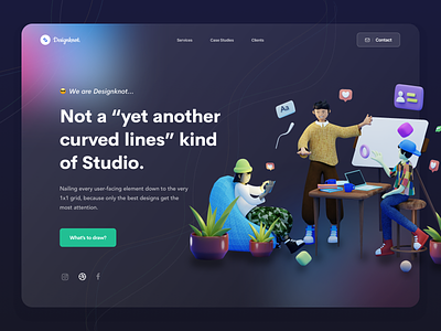 Designkot Website. 3d 3d illustration agency landing page blur clean dashboard design design studio glassmorphism gradient header ios landing page minimal mockup transparent ui web website