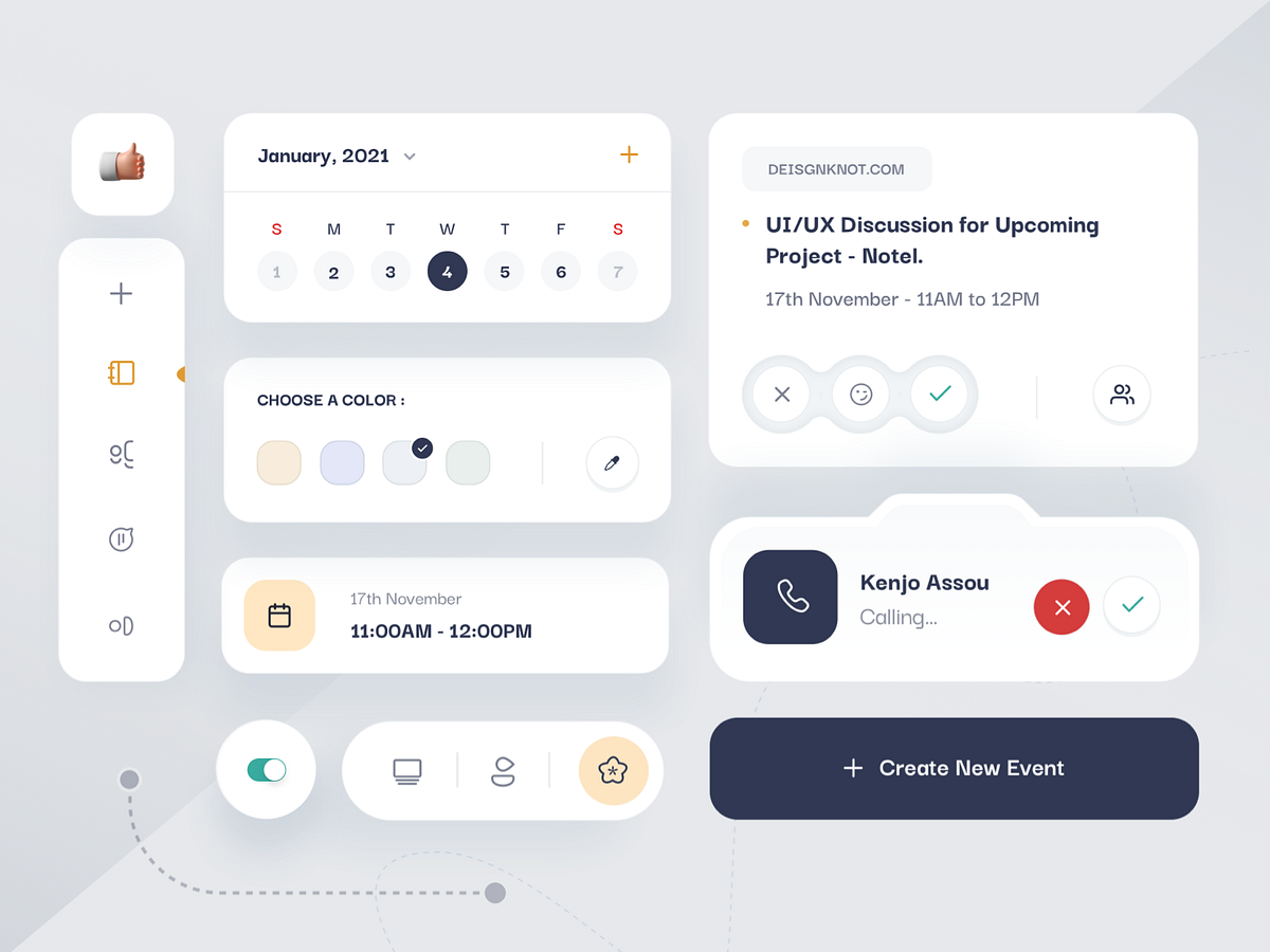 Calendar App Components by Praveen N on Dribbble