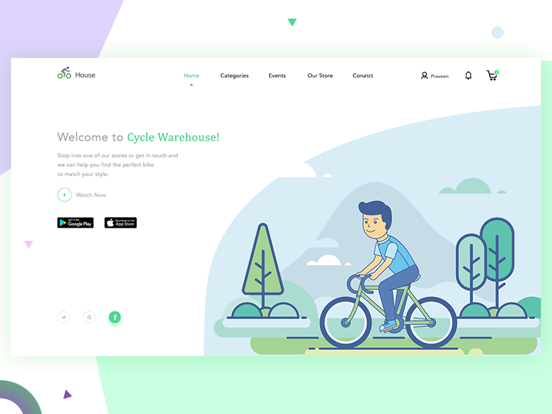 Cycle Warehouse landing page