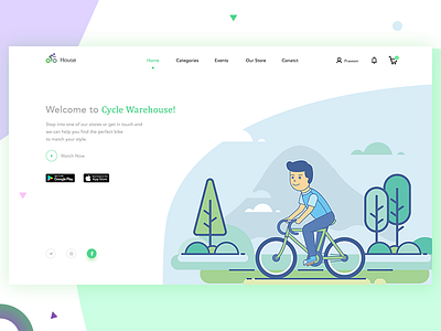 Cycle Warehouse landing page e commerce illustration landing page new trend ui web