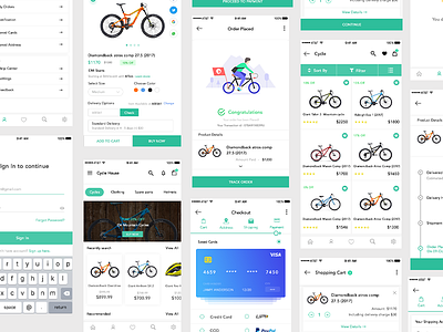 Cycle Warehouse E-Commerce UI KIT buy cart credit card cycle e commerce shopping ui kit