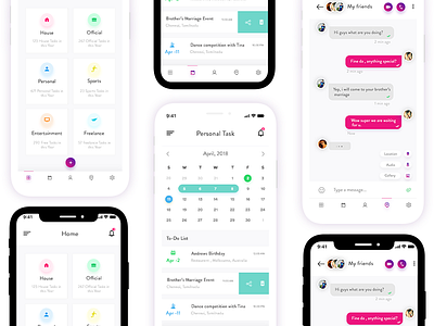 TO-DO app IphoneX app chat color date ios iphonex todo ui
