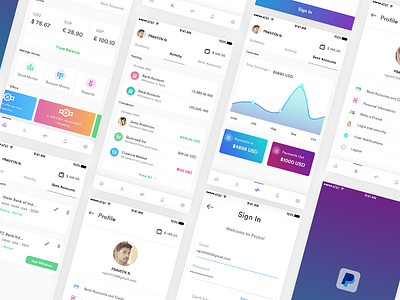 Paypal Redesign app clean design gradient ios latest payment app paypal redesign ui