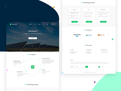 HOME PAGE DESIGN clean green homepage landingpage solar ui web