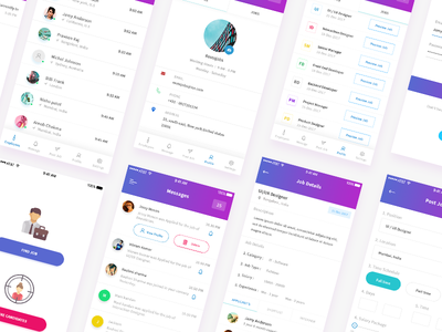 Job search and Candidate hire app app candidate hire job job details job list list message postjob profile search ui