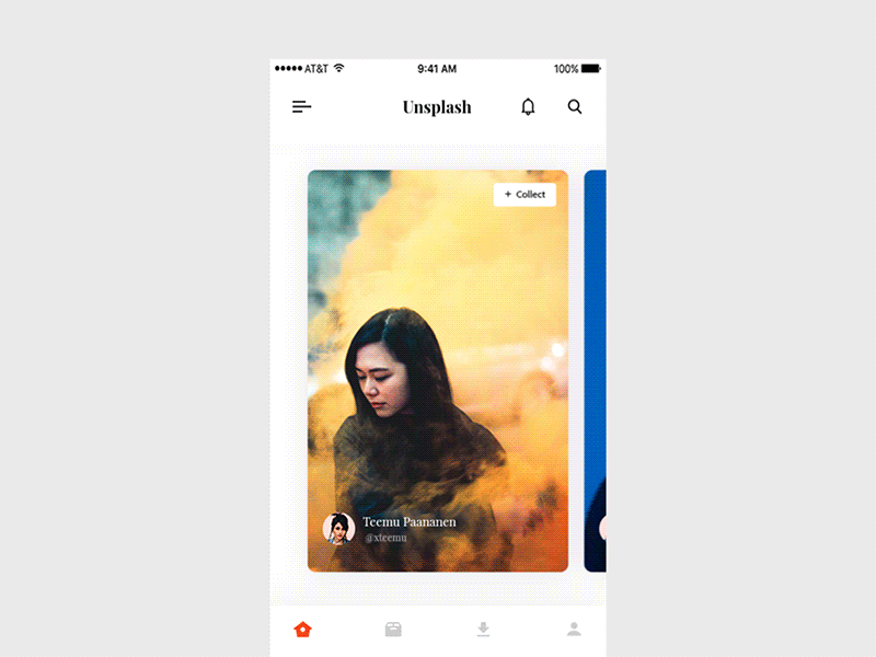 Unsplash Interaction animation after effects animation app downloads gallery graphics interaction ios motion ui unsplash