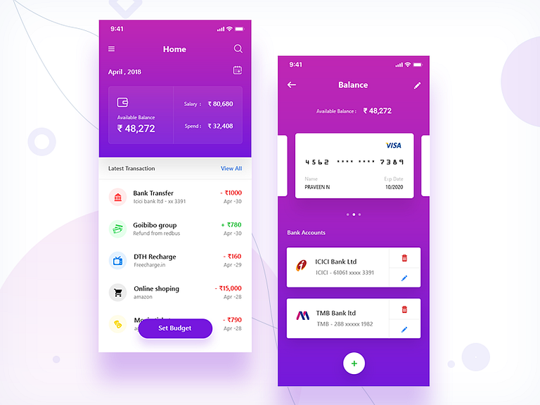 Expense Manager app (iphonex) by Praveen N on Dribbble