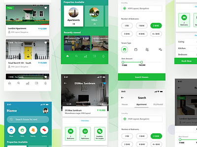 House rental app IphoneX- Green Version app clean filter home house house rent ios iphonex minimal rent search ui