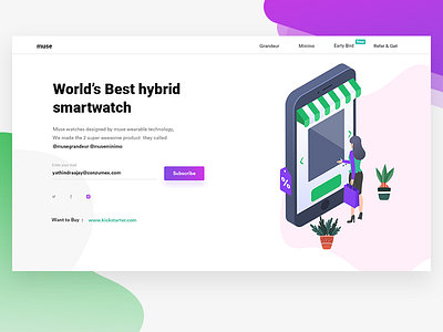 Muse hybrid smartwatch landing page ecommerce landing page minimal muse product page ui watch wearable website