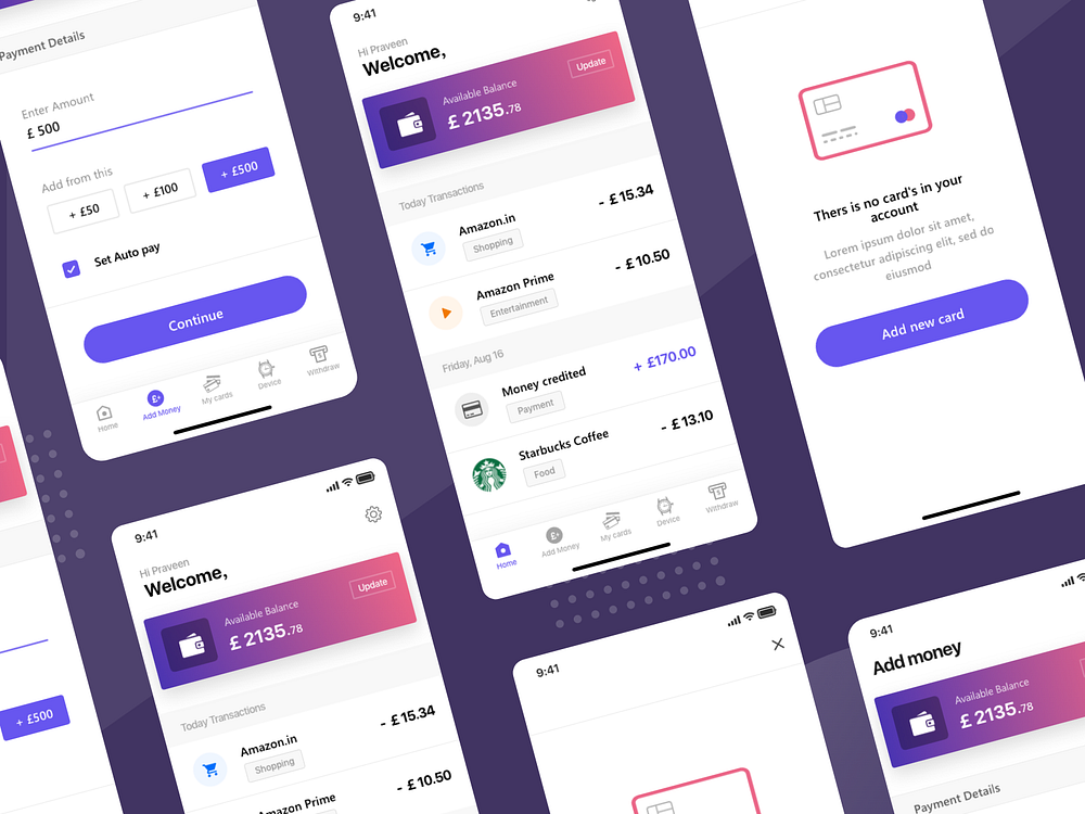 Payment app screens by Praveen N for Orizon: UI/UX Design Agency on ...