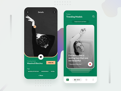 Model's app Interface app cards clean color colors dashboard design gradient ios iphonex landing page minimal mockup new photo profile ui unsplash ux web