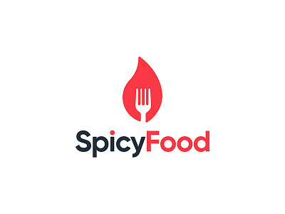 Spicy Food design flame food fork logo modern negative space negativespace spicy tasty