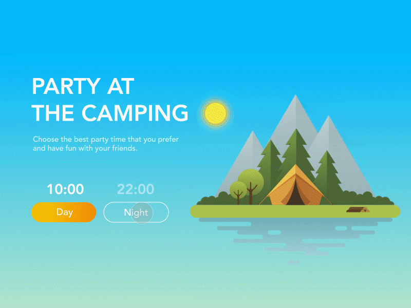 Party At The Camping camping cloud day fire firepit moon night party sky stars sun