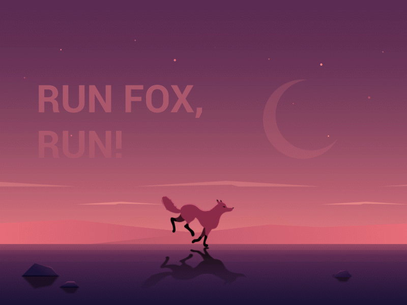 Run fox run! cycle desert fox loop moon motion purple run running