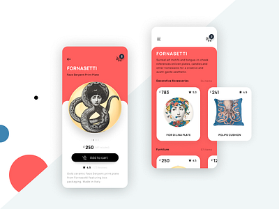 Fornasetti Mobile Shopping UI Concept