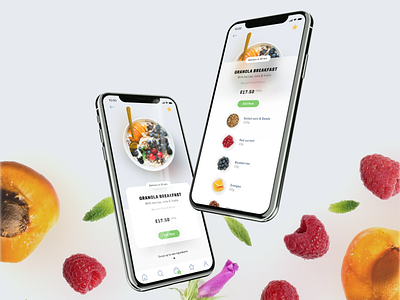 Food Delivery App Concept app breakfast concept delivery ecommerce food fresh fruits granola mint mobile natural order management ui ux vegan vegetal