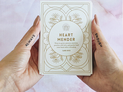 Heart Mender Deck branding breakup card deck cards deck of cards heartbreak identity inner voice lotus love mental health self care self love symmetry