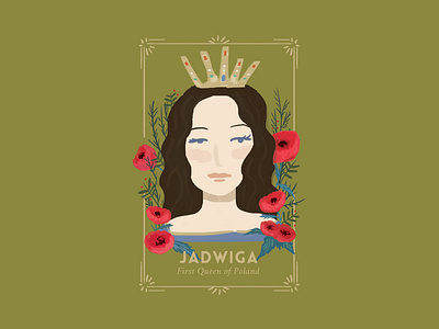 Queen Jadwiga character color design flowers history illustration poland princess queen queens slavic texture woman