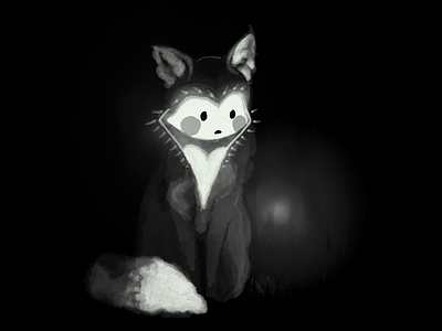 Creatures of the dark contrast dark fox illustration value