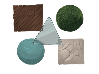 Material Study glass grass illustration ipad stone study texture tree water