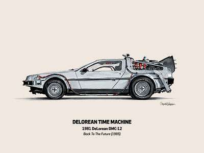 The DeLorean Time Machine back to the future car delorean drawing illustration