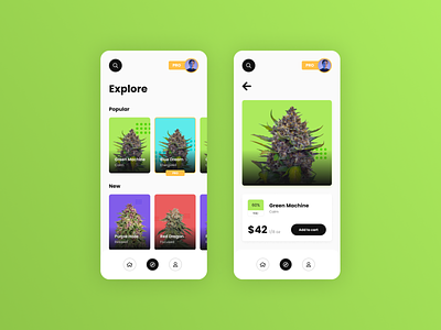 Cannabis Mobile App Design app app concept branding cannabis concept design figma marijuana mobile ui ui design uidesign uiux web webdesign website