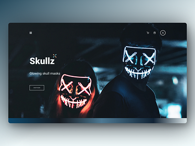 Skullz - Weekly Warm-Up blue branding dark dark theme design glow glowing halloween halloween design skull skullz spooky ui web web design weekly challenge weeklywarmup