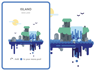 Island card card game flat flat vector island magic magic the gathering mana mtg nature water waterfall