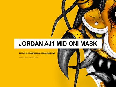 Jordan AJ1 Mid Oni Mask aj1 creative design fire gfx graphics hype hypebeats illustration illustrator inspiration jordan logo mask oni mask post shoe vector