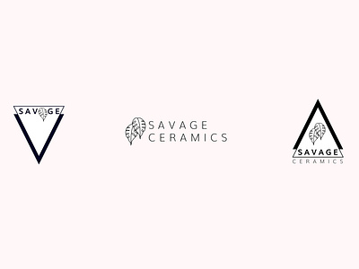Savage Ceramics Logo ceramics design feminine gracielundell hand drawn illustration logo modern monstera pen tool pink plants practice triangle typography vector white white and black