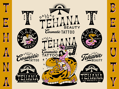 Tehana Beauty Branding animal badge branding cosmetic tattoo dallas eye floral hat logo monogram plants snake snakes southwest tattoo tattoos texas traditional tattoo vintage woman