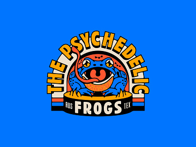 The Psychedelic Frogs amphibian animal animal logo austin badge branding crest design frog frogs illustration logo psychedelic tattoo texas type typeography vector vintage