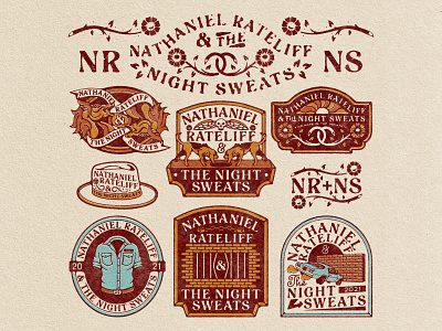 Nathaniel Rateliff Merch Design animal badge band merch brand branding car dogs flash floral grave horse jail merch nathaniel rateliff patch shirt tattoo type typeography vintage