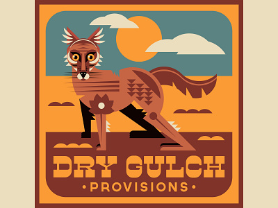 DRY GULCH PROVISIONS coyote desert design designs dog illustration landscape vintage