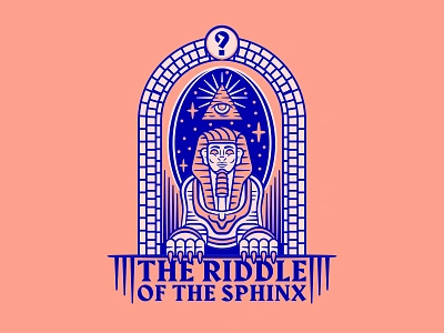 The Riddle of the Sphinx beard education egypt egyptian eye face geometric geometrical linework lion person pyramid question riddle simple sky sphynx stars travel typography