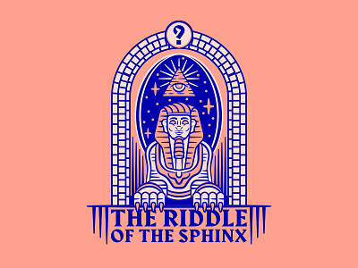The Riddle of the Sphinx beard education egypt egyptian eye face geometric geometrical linework lion person pyramid question riddle simple sky sphynx stars travel typography